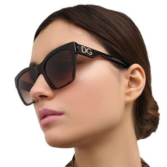 NEW D&G DG4384 502/13 Havana Brown Gradient Square Women Sunglasses - Picture 3 of 10